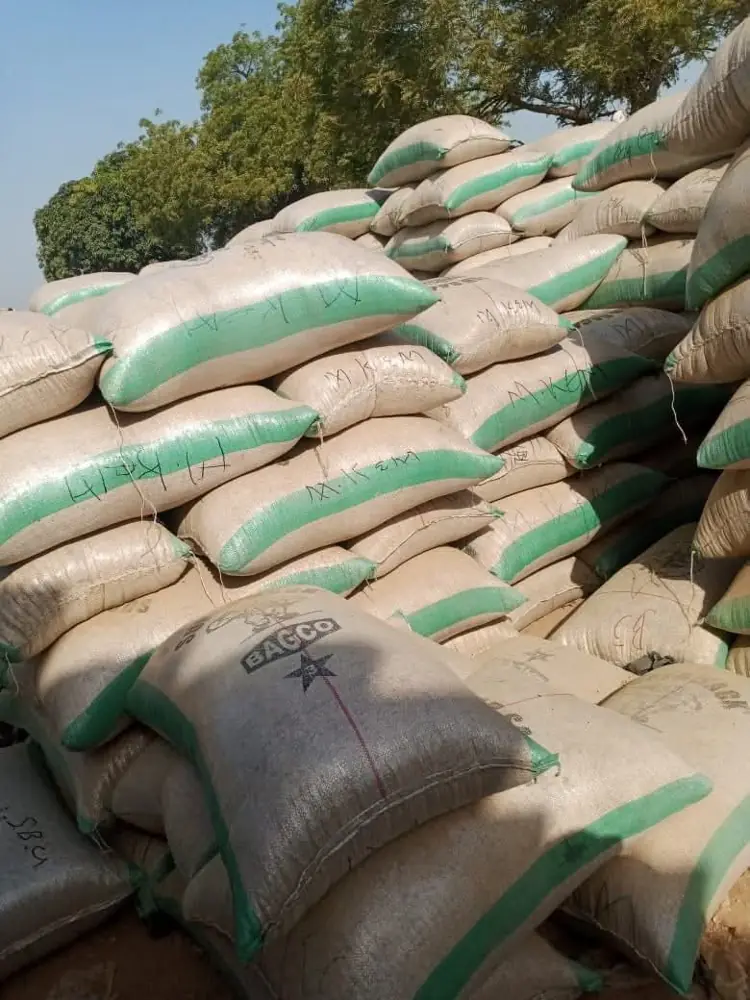 Bagged commodities at the Nahla Al-Bustan yard in Kano